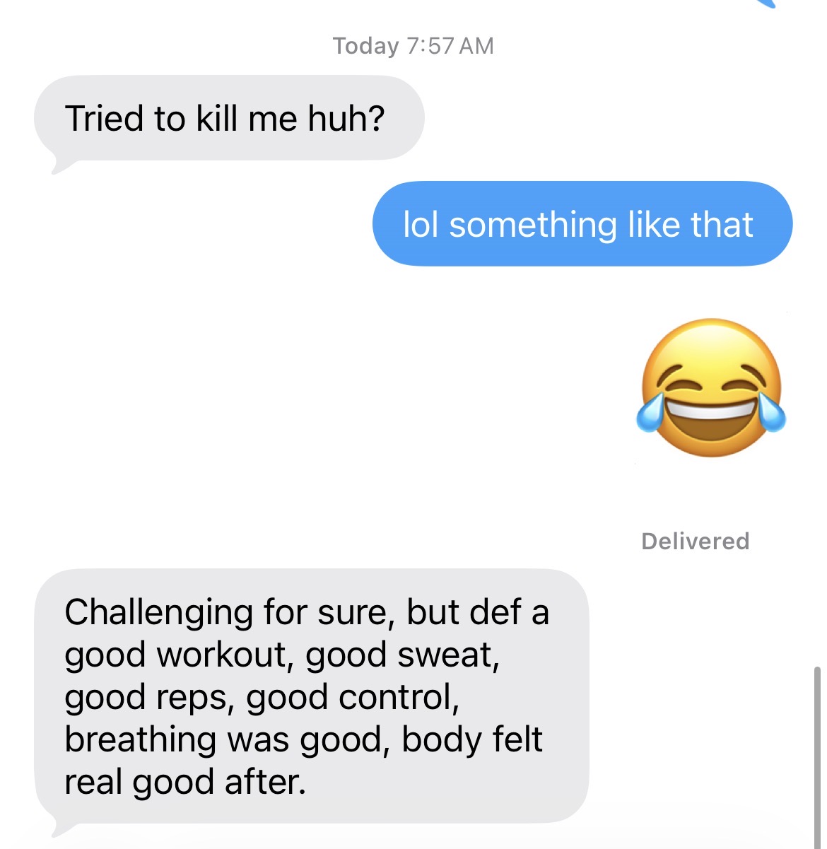 Client text message review of OTR Health Club