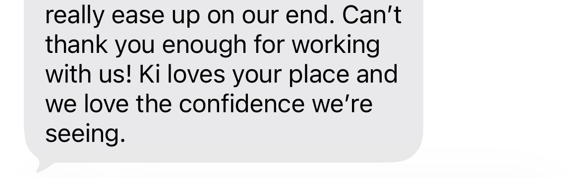 Client text message review of OTR Health Club