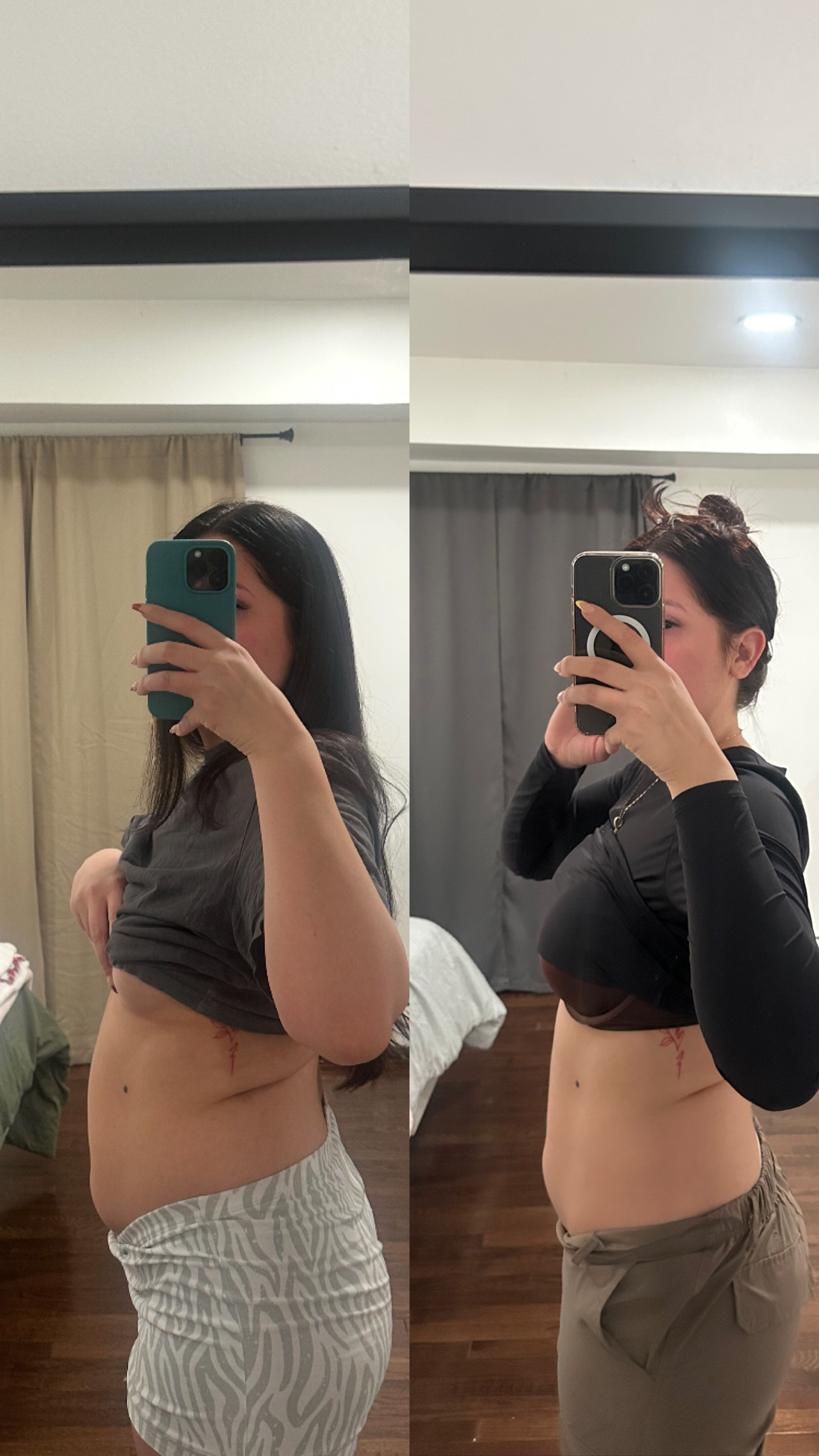 Karla's before and after transformation at OTR Health Club — 2 months of training