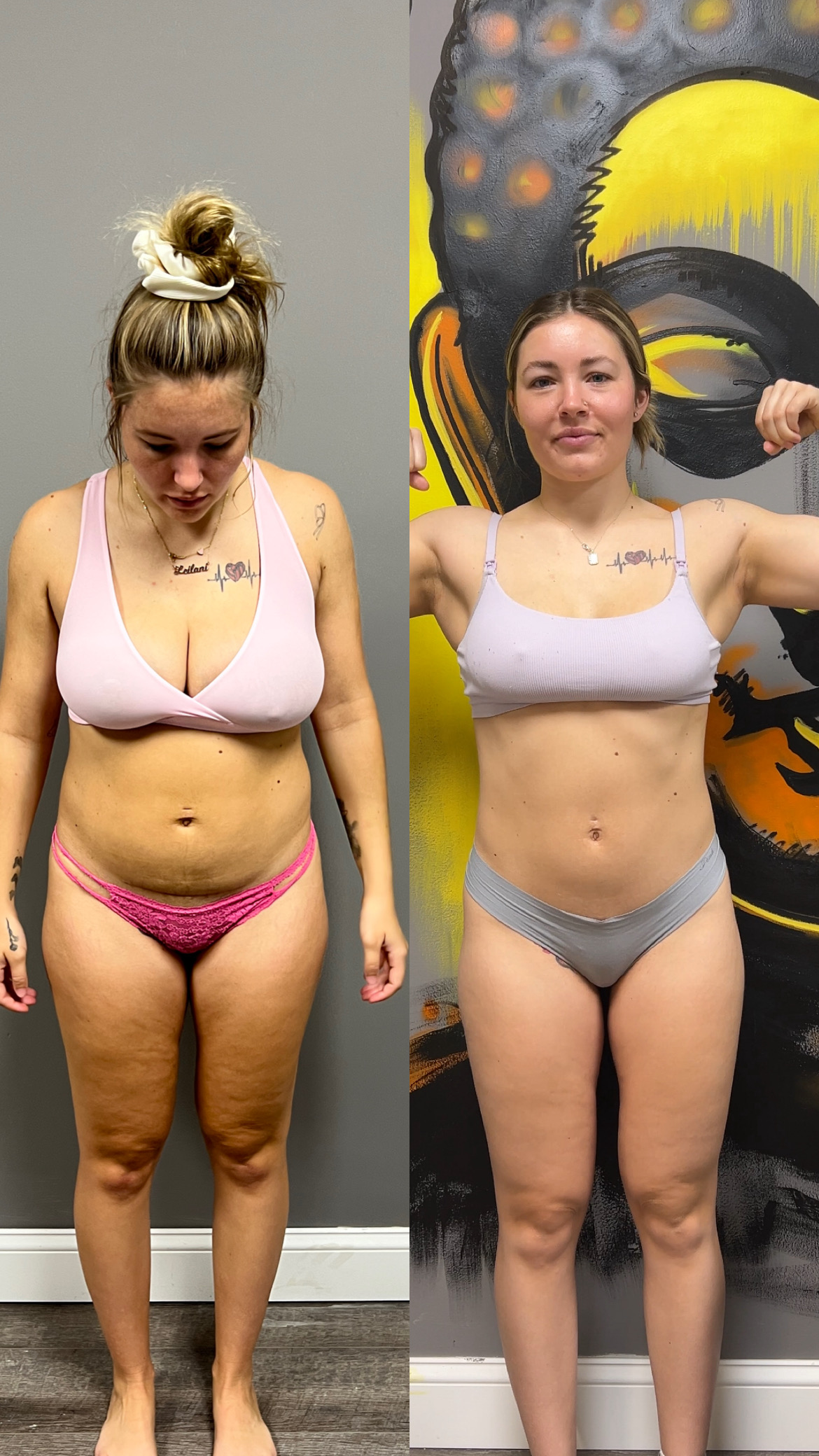 Coach Lex before and after postnatal transformation